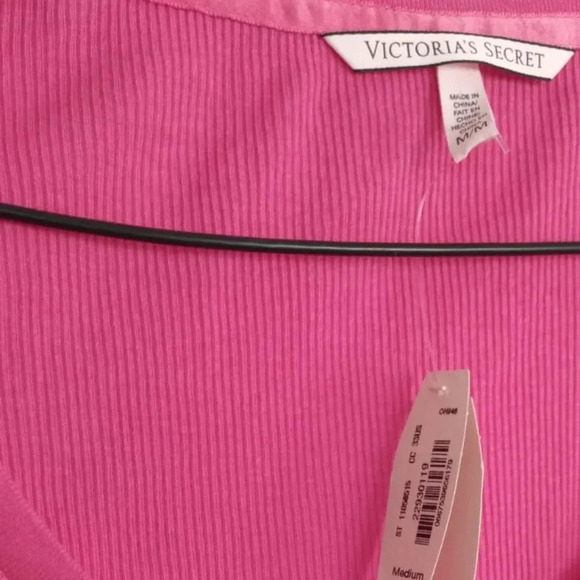 Victorias Secret  Top Womens Medium Pink long sleeve Henley Shirt Stretch - Picture 3 of 5